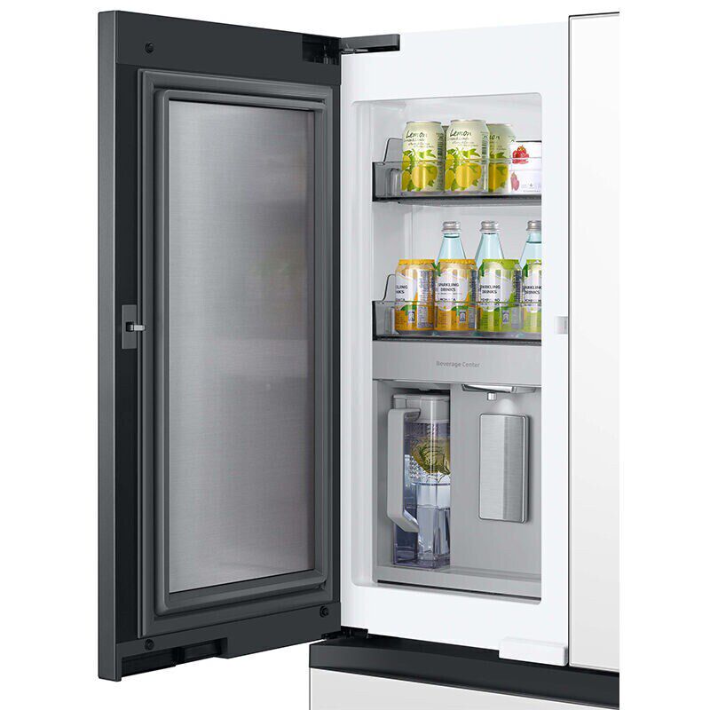 Samsung Bespoke 36 in. 28.8 cu. ft. Smart 4-Door French Door Refrigerator with Internal Water Dispenser - White Glass, White Glass, hires