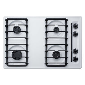 Summit 30 in. 4-Burner Natural Gas Cooktop with Simmer Burner - White, , hires