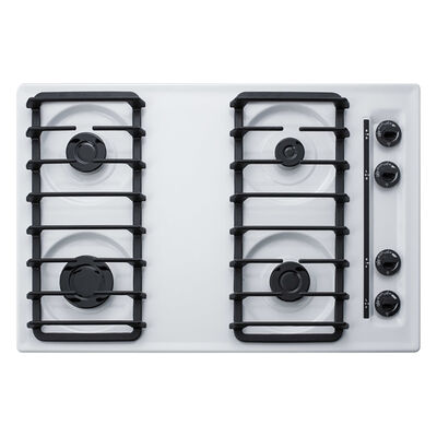 Summit 30 in. 4-Burner Natural Gas Cooktop with Simmer Burner - White | WTL053S