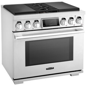 Signature Kitchen Suite 36 in. 6.3 cu. ft. Smart Standard Convection Steam Dual Fuel Range with 2 Sealed & 2 Induction Burners - Stainless Steel, , hires