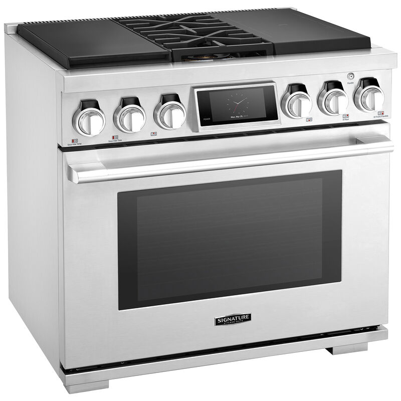 Signature Kitchen Suite 36 in. 6.3 cu. ft. Smart Standard Convection Steam Dual Fuel Range with 2 Sealed & 2 Induction Burners - Stainless Steel, , hires