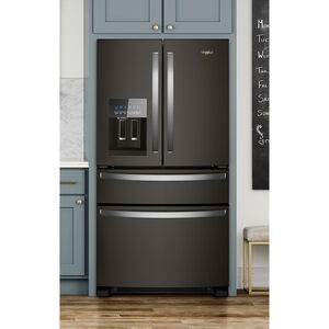 Whirlpool 36 in. 24.5 cu. ft. 4-Door French Door Refrigerator with Ice & Water Dispenser - Fingerprint resistant Black Stainless, Fingerprint Resistant Black Stainless, hires