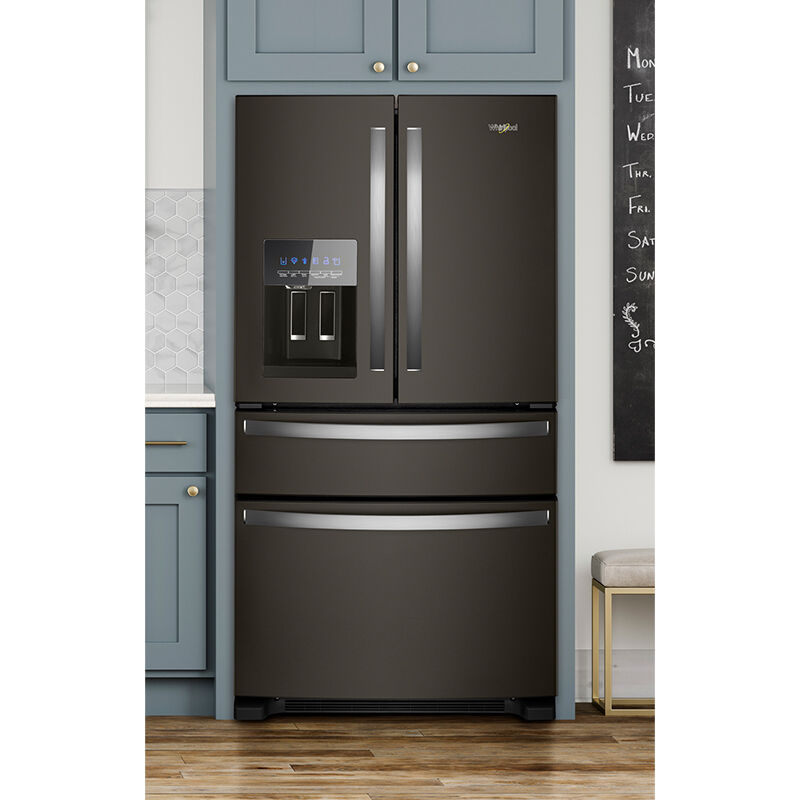 Whirlpool 36 in. 24.5 cu. ft. 4-Door French Door Refrigerator with Ice & Water Dispenser - Fingerprint resistant Black Stainless, Fingerprint Resistant Black Stainless, hires