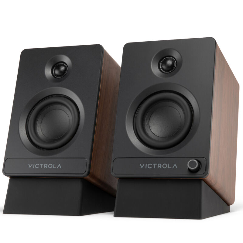 Victrola Tempo Bluetooth Bookshelf Speakers - Walnut, , hires