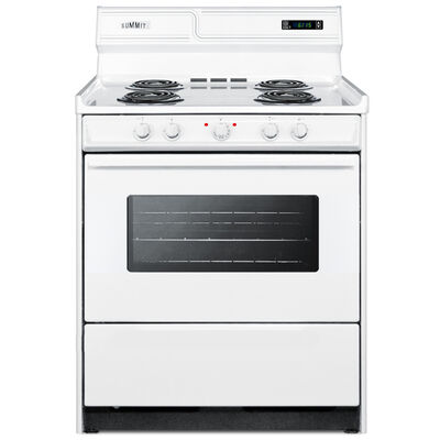 Summit 30 in. 3.7 cu. ft. Electric Range with Coil Burners - White | WEM230KW