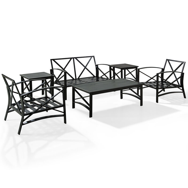 Crosley Kaplan 6 Piece Outdoor Loveseat Patio Furniture Set, Oil Rubbed Bronze with OatmealCushions, , hires