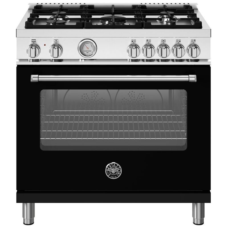 Bertazzoni Master Series 36 in. 5.9 cu. ft. True European Convection Dual Fuel Range with 5 Sealed Burners - Nero Matte, , hires