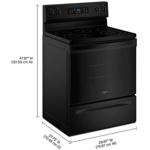 Whirlpool 30 in. 5.3 cu. ft. Air-Fry Standard Convection Electric Range with Radiant Burners - Black, , hires