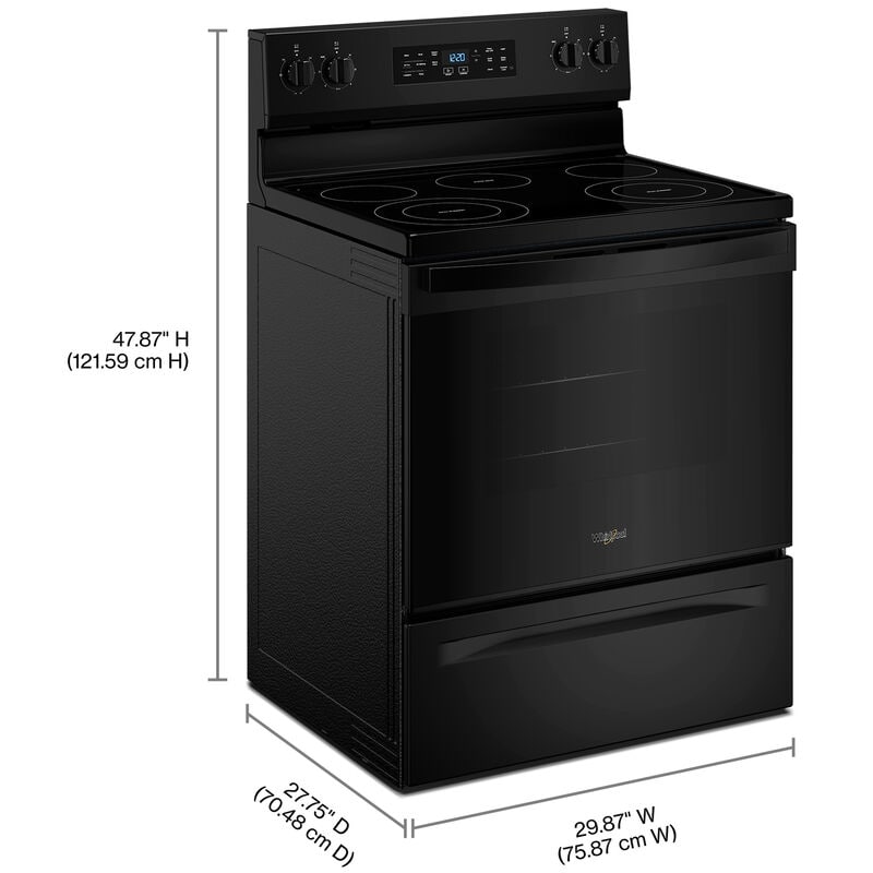 Whirlpool 30 in. 5.3 cu. ft. Air-Fry Standard Convection Electric Range with Radiant Burners - Black, , hires