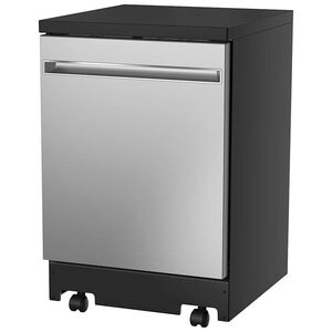 GE 24 in. Top Control Portable Dishwasher with 54 dBa Sound Level & Pocket - Stainless Steel, Stainless Steel, hires