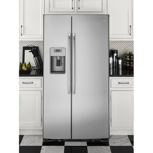 GE Profile 36 in. 21.9 cu. ft. Counter Depth Side by Side Refrigerator with Ice & Water Dispenser - Fingerprint Resistant Stainless, , hires