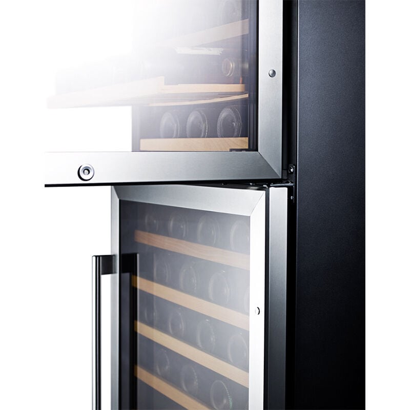 Summit 24 in. Wine Cooler with Wood Racks, Dual Temperature Zones & 118 Bottle Capacity - Stainless Steel, , hires
