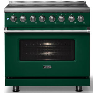 Viking 5 Series 36 in. 5.6 cu. ft. True European Convection Electric Range with 6 Induction Burners - Ivy Green, , hires