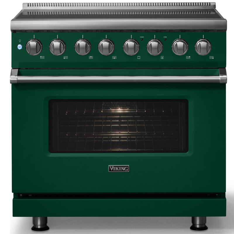Viking 5 Series 36 in. 5.6 cu. ft. True European Convection Electric Range with 6 Induction Burners - Ivy Green, , hires