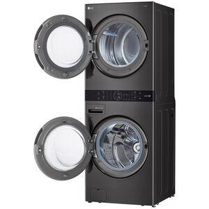 LG 27 in. WashTower with 4.5 cu. ft. Washer with 10 Wash Programs & 7.4 cu. ft. Electric Dryer with 9 Dryer Programs, Sensor Dry & Wrinkle Care - Black Steel, Black Steel, hires