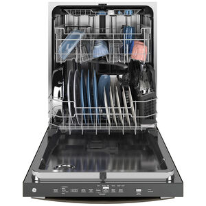 GE 24 in. Top Control Flush-Mount Dishwasher with 45 dBa Sound Level, 3rd-Rack & Dry Boost - Slate, Slate, hires