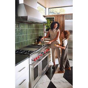 Wolf 48 in. 7.8 cu. ft. Smart Dual Convection Double Oven Dual Fuel Range with 4 Sealed Burners, Grill & Griddle - Stainless Steel, , hires