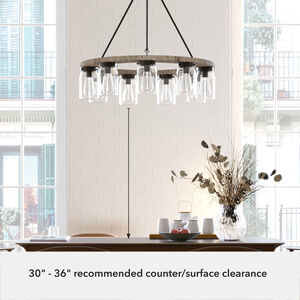 Hunter Devon Park 31 in. 9-Light Chandelier with Clear Glass - Onyx Bengal, , hires