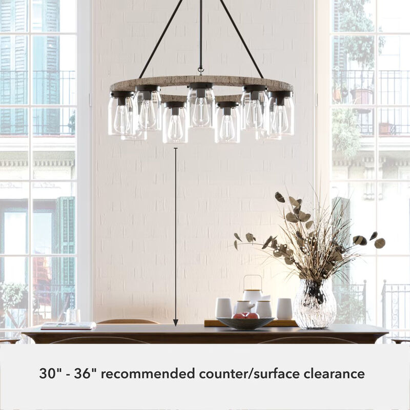 Hunter Devon Park 31 in. 9-Light Chandelier with Clear Glass - Onyx Bengal, , hires