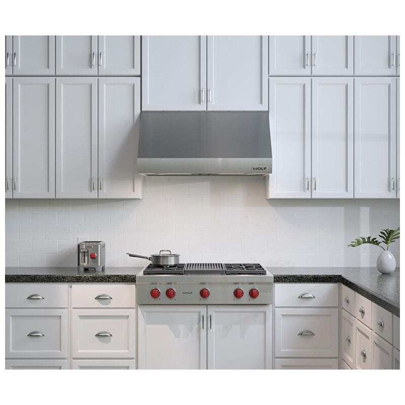Wolf 36 in. 4-Burner LP Gas Rangetop with Grill & Power Burner - Stainless Steel, , hires