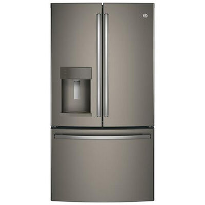 GE 36 in. 27.7 cu. ft. French Door Refrigerator with External Ice & Water Dispenser - Slate | GFE28GMKES