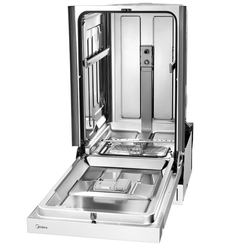 Midea 18 in. Front Control Dishwasher with 52 dBA Sound Level & Pocket Handle - White, , hires