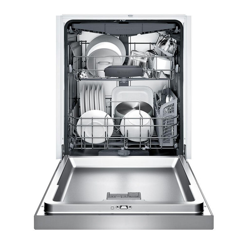 Bosch 300 Series 24" Dishwasher with 44 dBA Quiet 5 Wash Cycles & Front Controls - Stainless Steel | P.C. Richard & Son