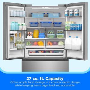 Midea 36 in. 26.5 cu. ft. Smart Counter Depth French Door Refrigerator with Internal Water Autofill Pitcher - Stainless Steel, , hires