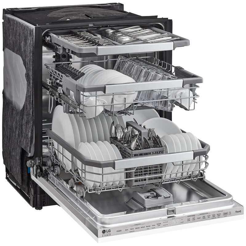 LG Studio 24 in. Top Control Flush-Mount Smart Dishwasher with 45 dBa Sound Level, 3rd-Rack & Dynamic Dry - Custom Panel Ready, , hires