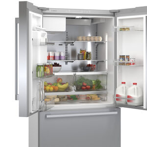 Bosch 500 Series 36 in. 21.6 cu. ft. Smart Counter Depth French Door Refrigerator with External Filtered Ice & Water Dispenser - Stainless Steel, Stainless Steel, hires