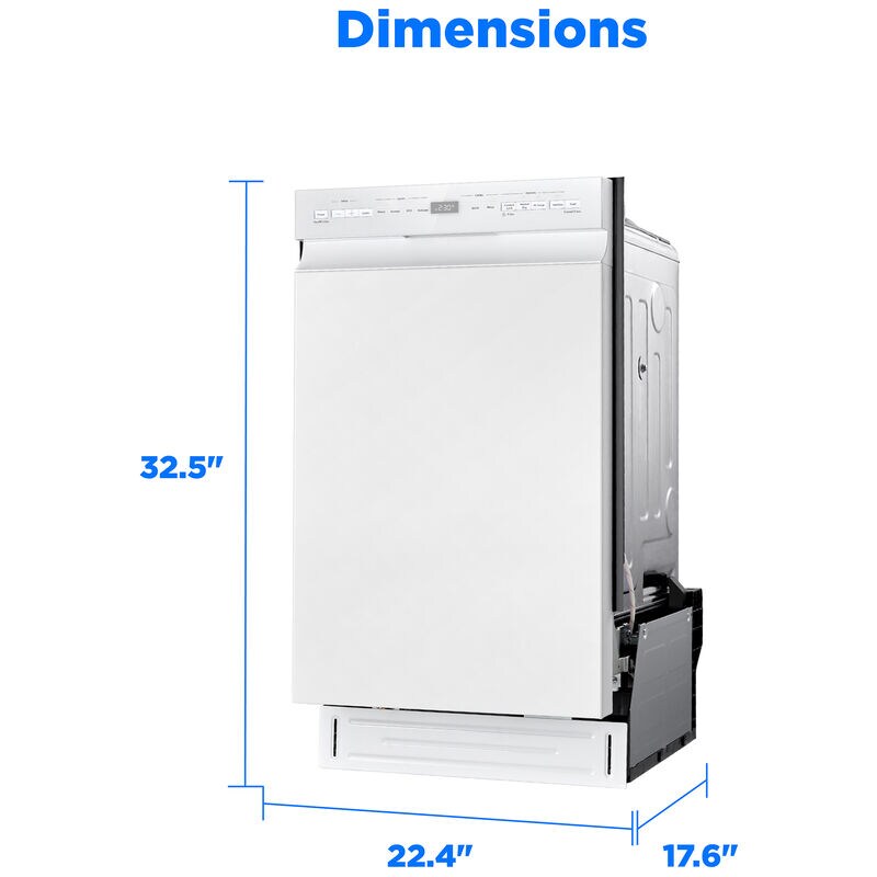 Midea 18 in. Front Control Dishwasher with 52 dBA Sound Level & Pocket Handle - White, , hires