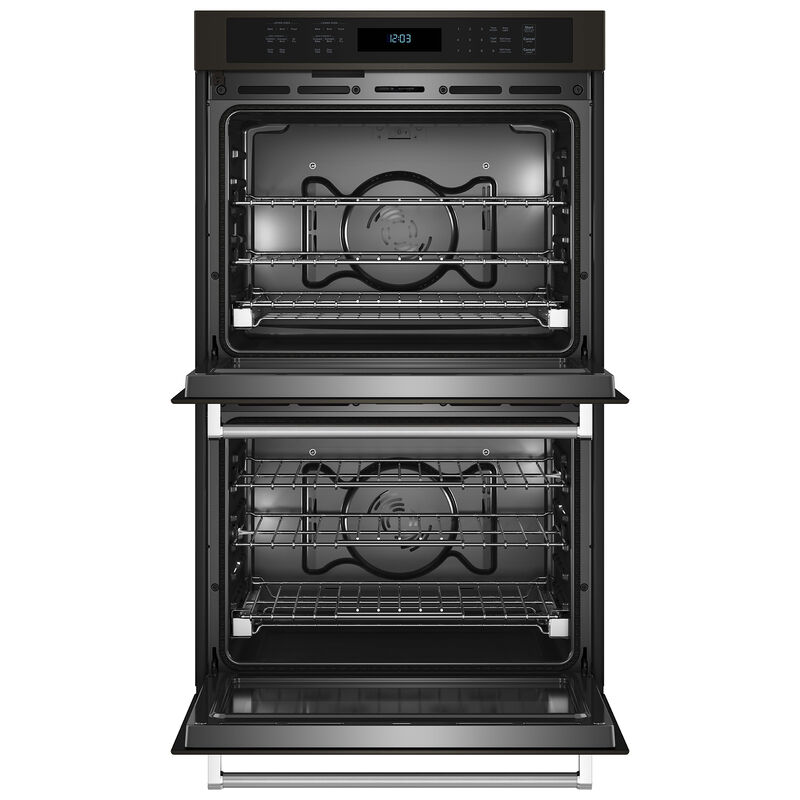 KitchenAid 30 in. 10.0 cu. ft. Electric Double Wall Oven with True European Convection & Self Clean - Black Stainless Steel with PrintShield Finish, , hires