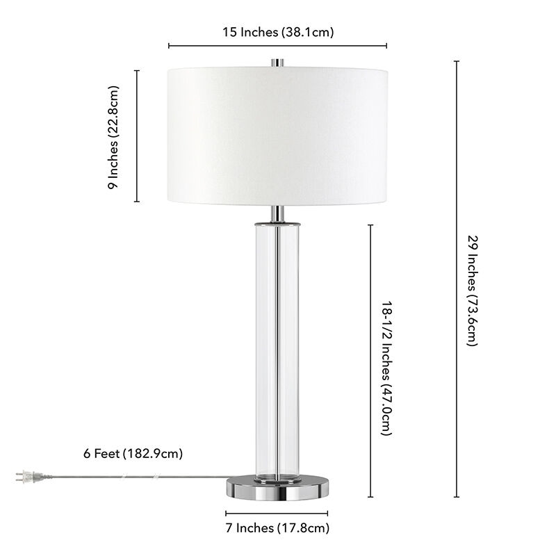 Hudson & Canal Harlow Polished Nickel and Clear Glass Table Lamp- Silver/Clear, , hires