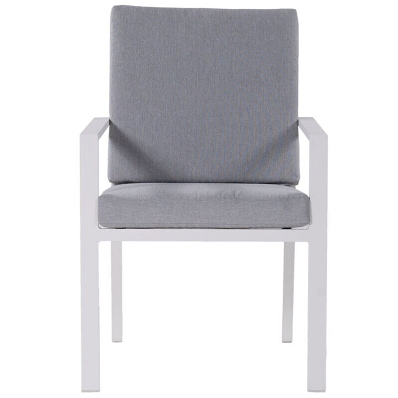 Mod Greyson Collection Dining Set With 6 Padded Chairs and 72-in. x 40-in. Slat-Top Table - Gray/White, , hires