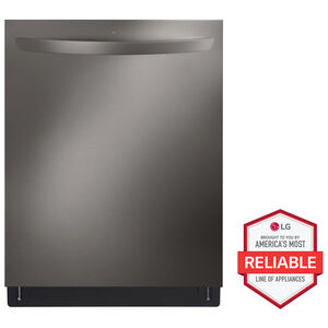 LG 24 in. Smart Built-In Dishwasher with Top Control, 46 dBA Sound Level, 15 Place Settingts & 9 Wash Cycles & Sanitize Cycle - PrintProof Black Stainless Steel, , hires