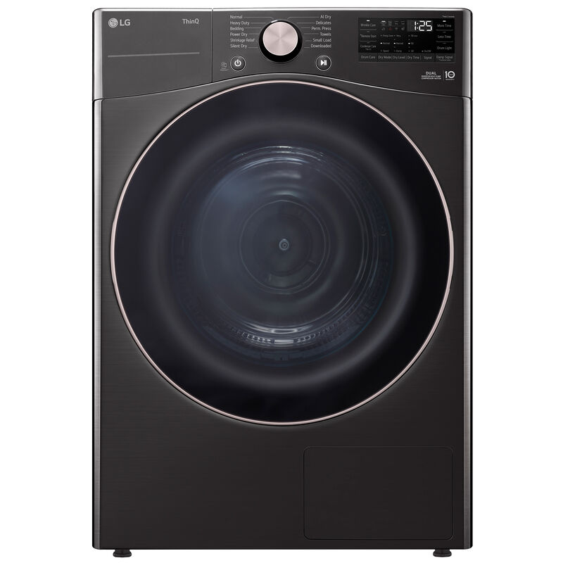 LG 27 in. 7.8 cu. ft. Smart Stackable Ventless Electric Dryer with Dual Inverter Heat Pump & AI Sensor Dry - Black Steel, , hires