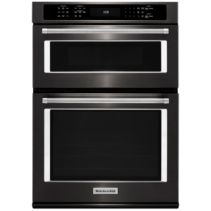 KitchenAid 30 in. 6.4 cu. ft. Electric Oven/Microwave Combo Wall Oven with  True European Convection & Self Clean - Black Stainless Steel