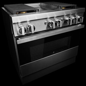JennAir Noir Series 36 in. 5.1 cu. ft. Smart True European Convection Dual Fuel Range with 4 Sealed Burners & Griddle - Stainless Steel, , hires