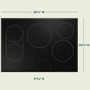 Cafe 30 in. 5-Burner Smart Electric Cooktop with Simmer Burner & Power Burner - Black, , hires