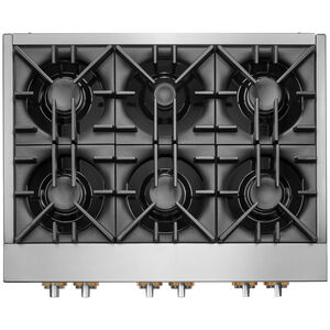 JennAir Rise 36 in. 6-Burner Natural Gas Rangetop with Simmer Burner & Power Burner - Stainless Steel, , hires