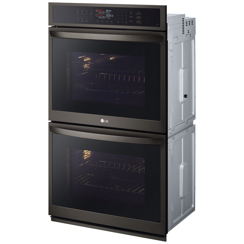 LG 30 in. 9.4 cu. ft. Smart Front Control Electric Double Wall Oven with Standard Convection - PrintProof Black Stainless Steel, , hires