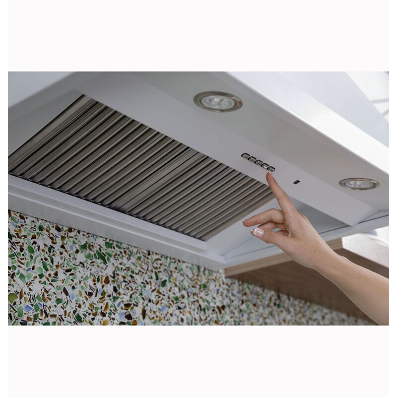 Cafe 36 in. Canopy Pro Style Range Hood with 4 Speed Settings, 600 CFM, Ductless Venting & 2 LED Lights - Matte White, , hires