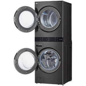 LG 27 in. WashTower with 4.5 cu. ft. Washer with 6 Wash Programs & 7.4 cu. ft. Gas Dryer with 6 Dryer Programs, Sensor Dry & Wrinkle Care - Black Steel, Black Steel, hires