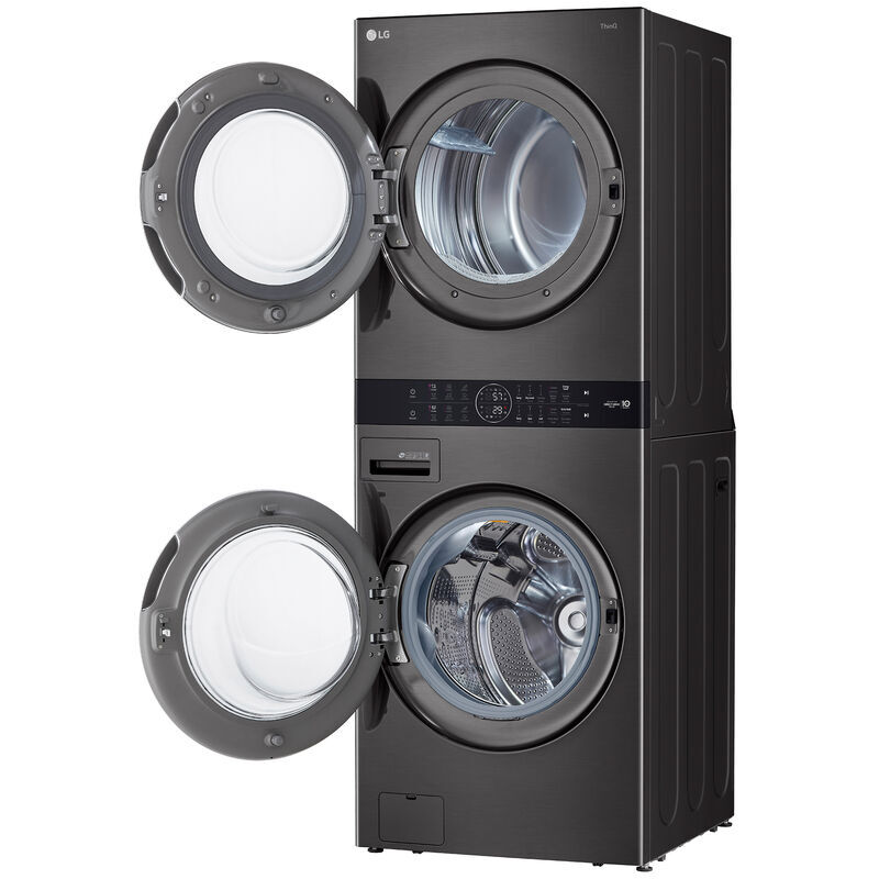 LG 27 in. WashTower with 4.5 cu. ft. Washer with 6 Wash Programs & 7.4 cu. ft. Gas Dryer with 6 Dryer Programs, Sensor Dry & Wrinkle Care - Black Steel, Black Steel, hires