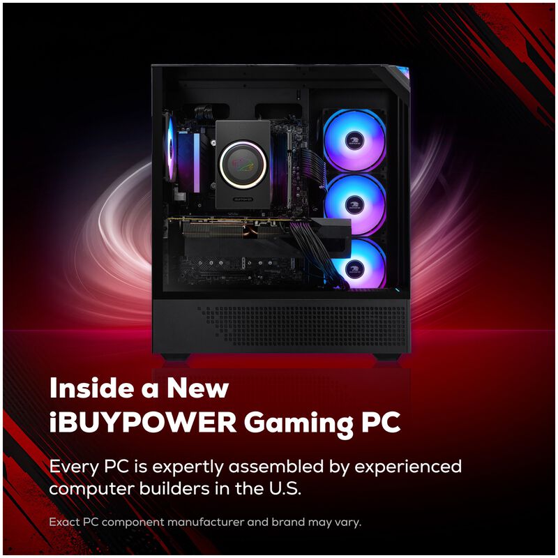 iBUYPOWER Element Gaming Desktop with AMD Ryzen 7 8700F, 4.1 GHz, 8-Core CPU, NVIDIA GeForce RTX 3050, 6GB VRAM GPU, 16 GB RAM, 1 TB SSD & Windows 11 Home - Black, , hires