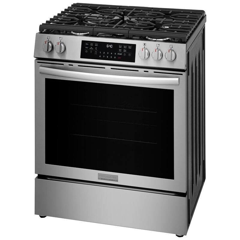 Frigidaire Gallery 30 in. 5.1 cu. ft. Air-Fry True European Convection Steam Gas Range with 5 Sealed Burners - Stainless Steel, , hires