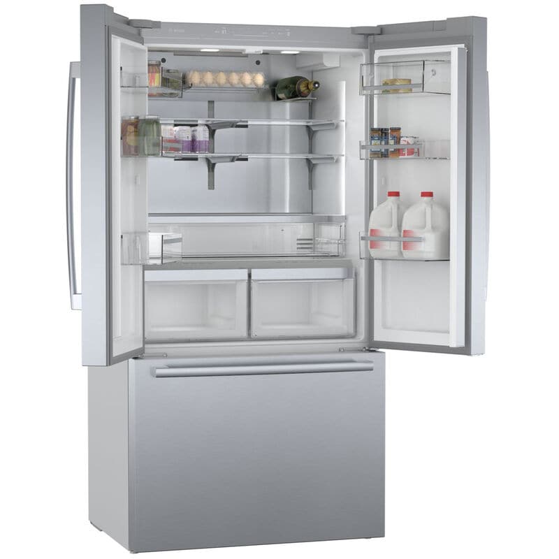 Bosch 800 Series 36 in. 20.8 cu. ft. Smart Counter Depth French Door Refrigerator with Internal Water Dispenser Anti-Finger Print Stainless Steel, Stainless Steel, hires