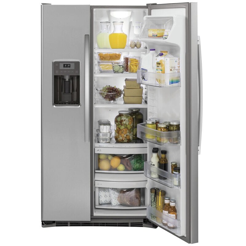 GE 36 in. 21.9 cu. ft. Counter Depth Side by Side Refrigerator with Ice & Water Dispenser - Stainless Steel, Stainless Steel, hires