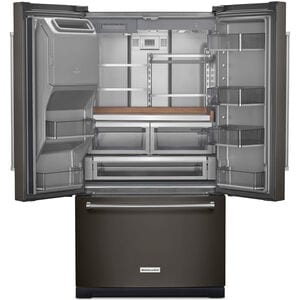 KitchenAid 36 in. 27 cu. ft. French Door Refrigerator with Ice & Water Dispenser - Black Stainless, Black Stainless, hires