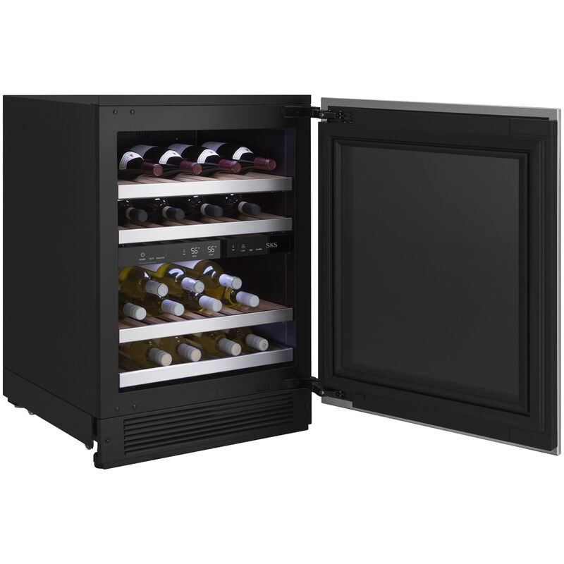 SKS 24 in. Undercounter Smart Wine Cooler with Metal & Wood Racks, Dual Temperature Zones & 41 Bottle Capacity - Custom Panel Ready, , hires